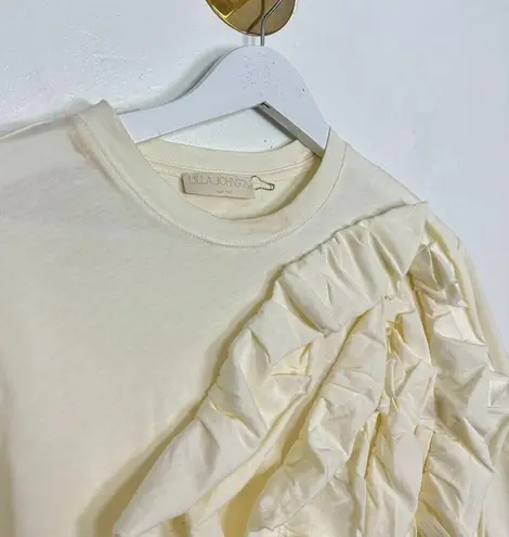Ulla Johnson Aris Ruffle Cotton Top in Pristine Size Petite