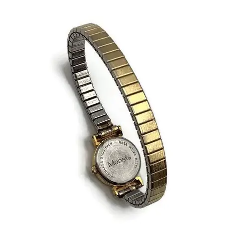 Monet Vintage  Quartz Gold Tone Streched Band Watch Need Some Work