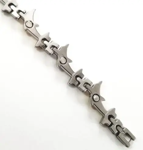 New stainless‎ steel dolphin magnetic bracelet 7.5" Gold