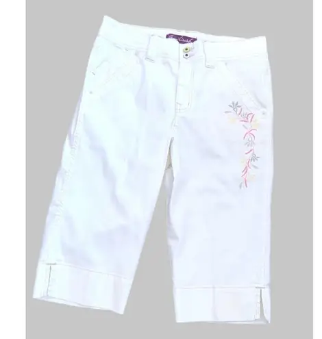 Gloria Vanderbilt Skimmer Capris Womens White Mid Rise Floral Print Size 10