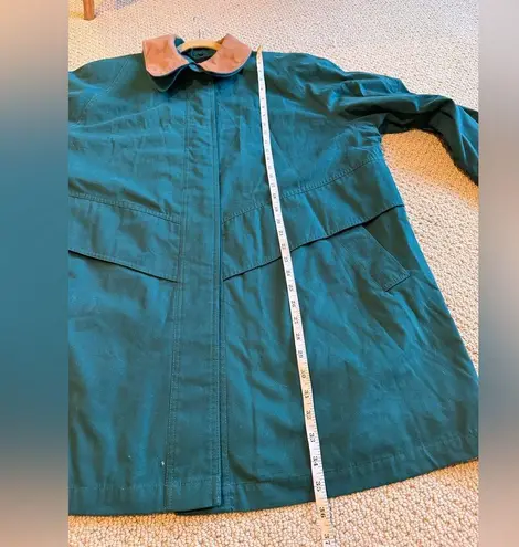 London Fog NWT Vintage Coat Jacket Size 14 Petite Dark Teal Leather Collar Barn