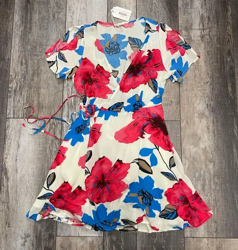 LUNIK “Stay A Little Longer” Wrap Dress Pink White Blue Size Medium