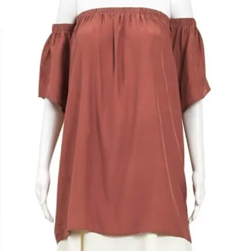 Sir. The lable 100% silk burnt orange off shoulder mini dress/tunic size 1/small Brown
