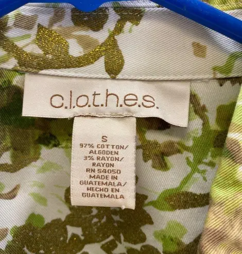 c.l.o.t.h.e.s Fashion Jacket. Women Size Small Denim Fabric Floral Print.