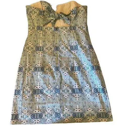 Kaeli Smith NWT Aqua & White Preppy Coastal Strapless Cutout Tie Mini Dress Size 8