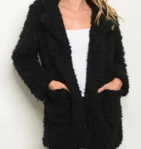 Shaggy Faux Fur Jacket Black