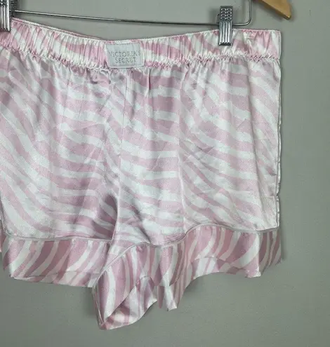 Victoria's Secret Victoria Secret Satin Pajama Shorts XL Pink White Zebra Stripe Silky Pull On New