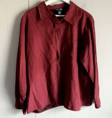 Venezia Jeans Co Lane Bryant VINTAGE 90s Faux Suede Button Shirt 18/20 Red