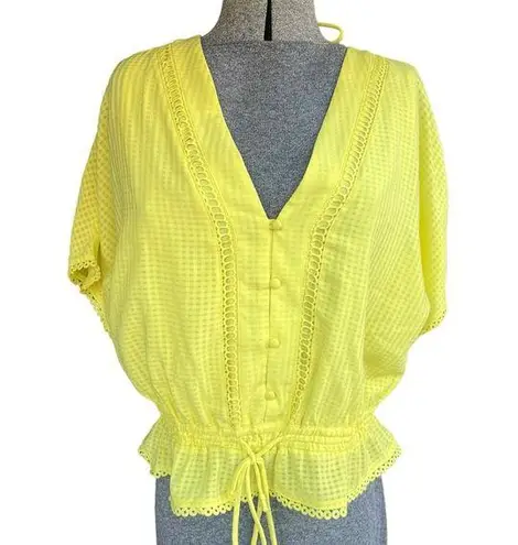 Miami  Yellow V Neck Peplum Blouse