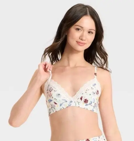 Colsie NWT Women's Woven Bralette Fruit Print Size Large White