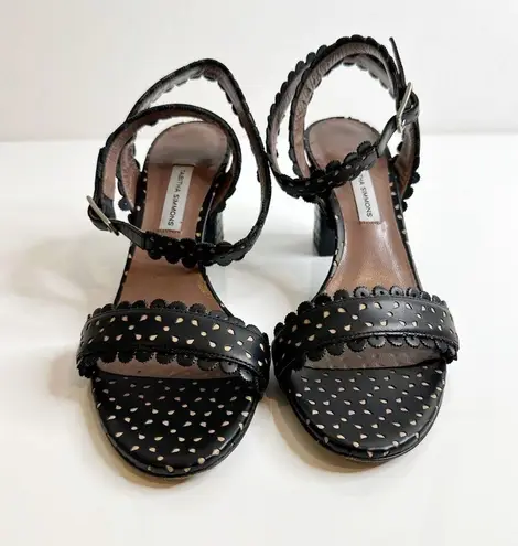 Tabitha Simmons Leticia Perforated Sandals Scalloped Leather Black Women's 38 7