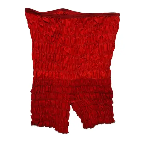 VTG 80s Malco Modes Red Ruffle Bloomer Shorts L Burlesque Retro Pin Up Costume Size L