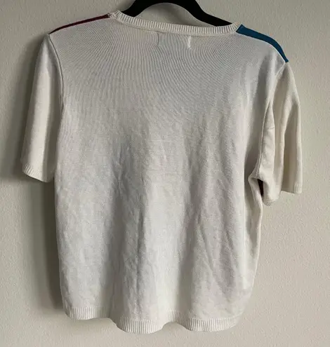 Alfred Dunner  Women's Petite Navy Blue Color Block Knitted Short Sleeve Top PXL - Image 2