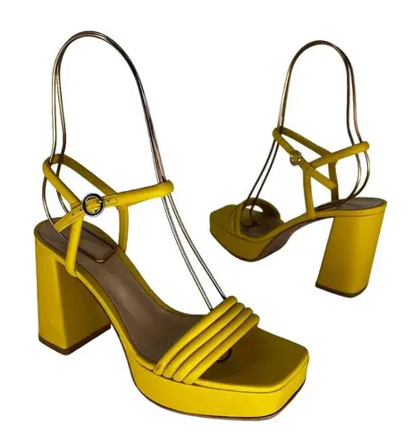 Gianvito Rossi  Lena 70 Leather Platform Sandal In Yellow