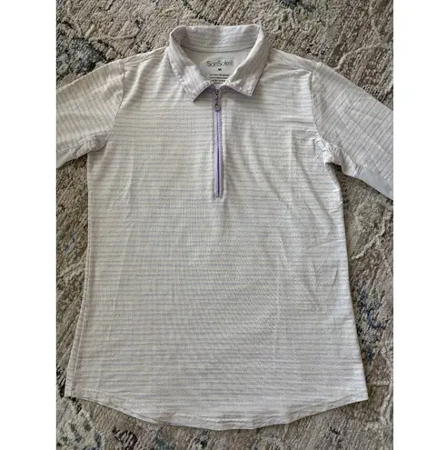 San Soleil Quarter Zip Womens Medium Purple Stripe UPF 50 Sun Golf Outdoor