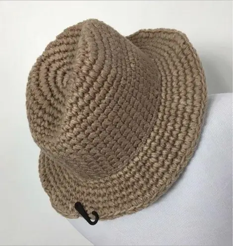 D&Y crocheted Panama brim boho hat in taupe