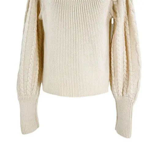 Caroline Constas Chunky Knit Bishop Puffed Sleeve Turtleneck Sweater Large