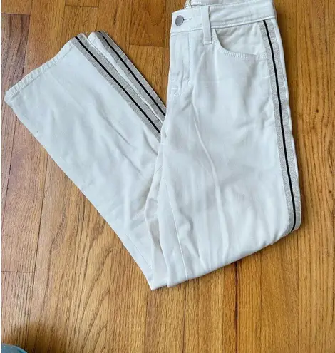 L'Agence Size 24 (US Size 0) Skinny Jeans - White with Metallic Side Stripe