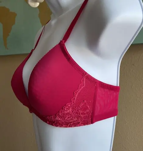 Raspberry color lace wireless bralette bra medium small wire free cute pretty