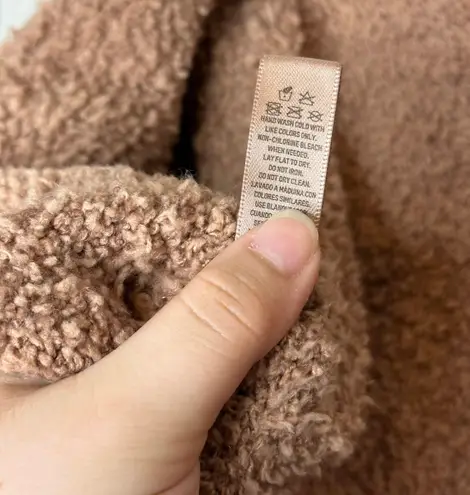 SKIMS Camel Tan Teddy Sherpa Wrap Crop Top Sz L / XL Streetwear Loungewear Cozy