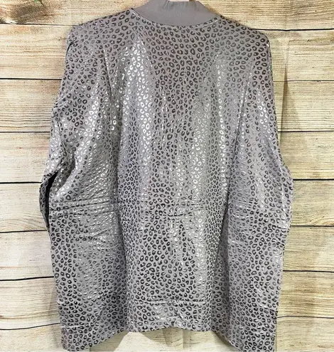 Zuda oversized animal print metallic bomber jacket asymmetric hem size Small