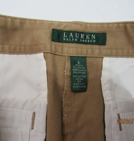 Ralph Lauren Lauren  Women Size 6 Tan Khaki Cotton Canvas Preppy Y2K Pencil Skirt