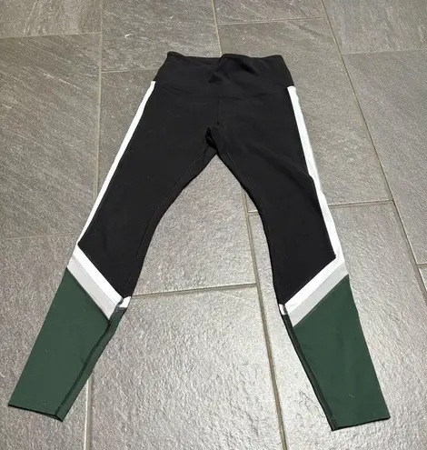 Lorna Jane  Set of 2 Black Grey Green Colorblock XS Leggings Full Length Pocket