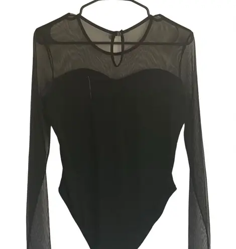 Black sheer vintage 80s size medium bodysuit Velcro bottom