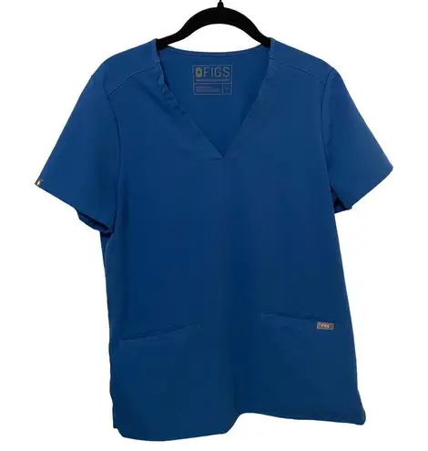 FIGS  Casma Three Pocket Royal Blue Scrub Top Size Small