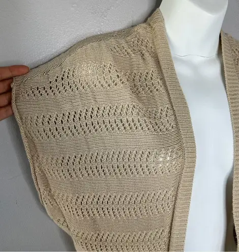 BELLDINI Beige Tan Open Knit Cardigan Vest Kimono Size M