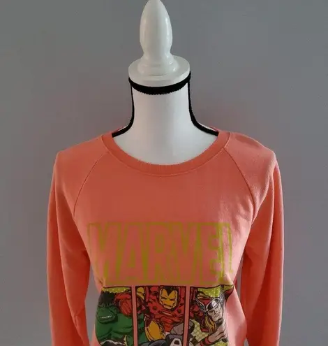 Marvel Mighty Fine Heroes Round Neck Orange Sweatshirt Size M
