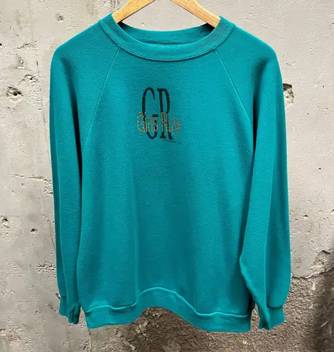 Collegewear USA Vintage 1990s Teal Blue Girls Rule GR Logo Crewneck Sweatshirt Size XL