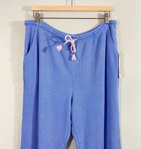 Sundry Sunnyside by Women Blue Waffle Knit Drawstring Jogger Size XL NWT
