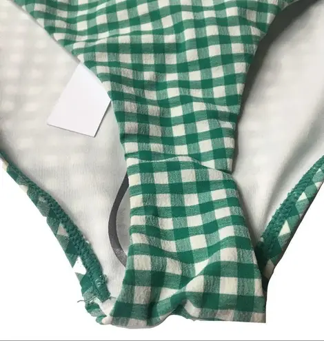 Topshop  Gingham Bikini Bottoms Green White Size 8 NWT Checkered Swim Bottoms