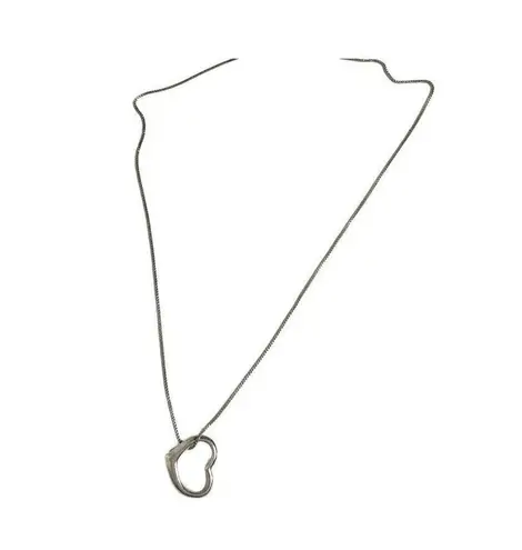 Necklace stainless Silver tone heart 18 inch lobster claw adjustable clasp