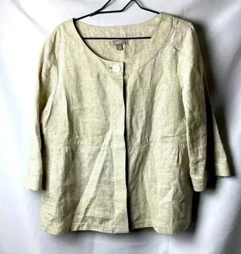 J. JILL WO SIZE LARGE LINEN LIGHTWEIGHT OATMEAL COLOR SILVER METALLIC THREAD
