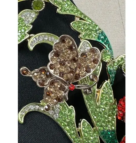 Stunning Runway Crystal Rose Necklace Lizard Butterfly Maybe Natasha Red