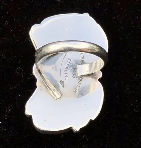 Navajo Handmade Ring 925 Silver Tuquoise sz 7 Artist Signed Peterson Johnson