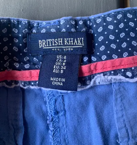 British Khaki Blue Twill Shorts