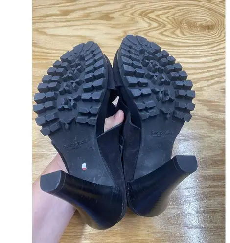 Pedro Garcia Yuval Slingback Sandals Women's 6.5 Black Suede Peep Toe Preppy S57