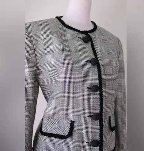 Norton Mcnaughton Vintage ‘90s Black & White Plaid Houndstooth Blazer