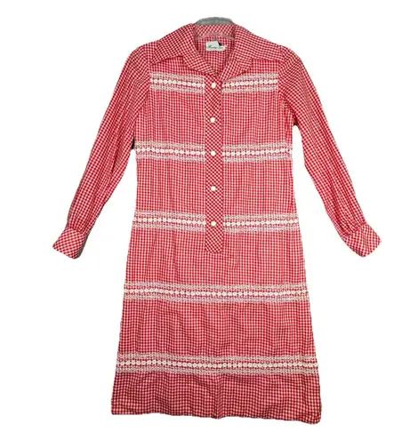 Henry Lee Dress Womens 6 Red White Gingham Plaid Sheath Preppy Picnic Casual