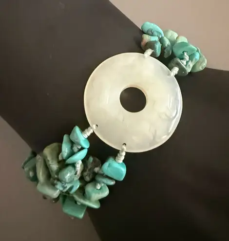 Sajen Turquoise / Jade Multi Strand Bracelet Blue