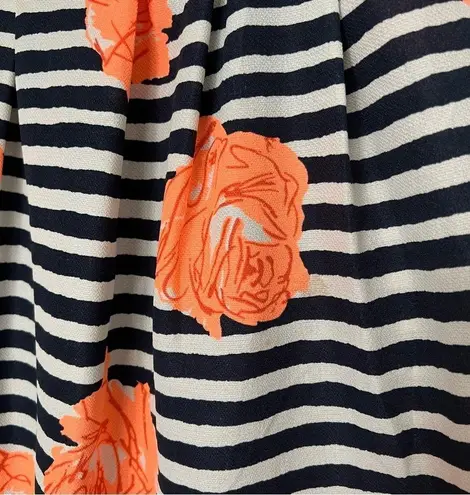 Tenki Navy Blue White Striped Neon Pink Floral A