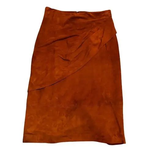 Ellen Tracy Vintage 80s-90s Linda Allard for Suede Pencil Skirt Rust Brown (10)