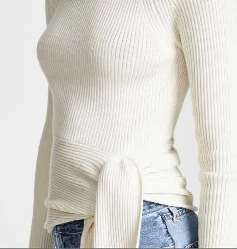 3.1 Phillip Lim Ribbed Sweater With Waist Tie Antique White Beige Size Small