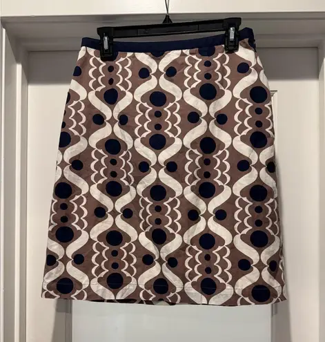 Boden USA BODEN Geometric Patterned Skirt Size 6R Cotton Mini European Heritage Classic