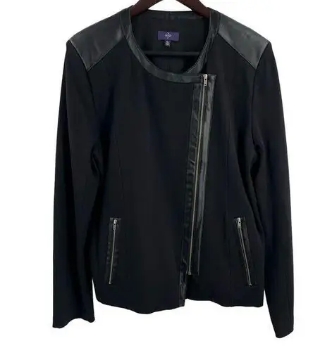 NYDJ NJDY Moto Jacket XL Black Knit Stretchy Asymmetrical Zip