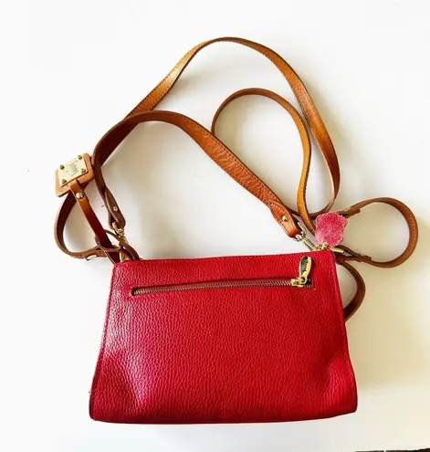 Valentina Zip Around Crossbody Handbag Red Pebbled Leather 2 Straps Italy Nice!
