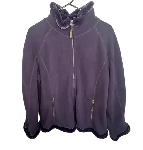 Green Tea Purple Full Zip Up Coat With Faux Fur Trim And Lining Size XXL